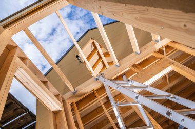 Yeni Modern Tahta Ev İnşaat İskelet Çerçevesi.