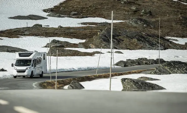 Vestaland County Norway Camper Van Road Trip Modern Recreational Vehicle Royalty Free Stock Photos
