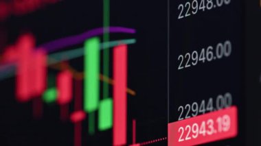 Borsa Çizelgelerinde Dalgalanan Rakamların Kapanışı Bir Monitörde Sunuldu. İş ve Finans Teması.