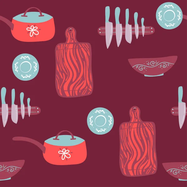 Seamless Pattern Cooking Stuff Tools Vector Isolated Baking — Stock Vector