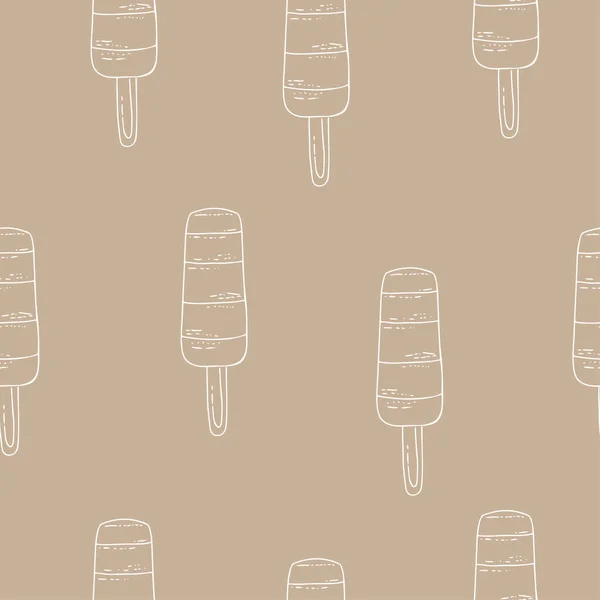 Seamless Pattern Ice Cream Black White Icons — Image vectorielle