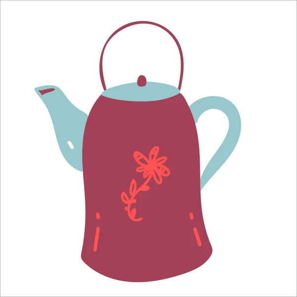 Eşsiz Yazmaları Kaliteli Çaydanlık Yazıtlı Parlak Renkli Poster Çaydanlığı Koy — Stok Vektör