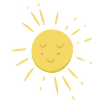 Güneş. Beyaz arkaplanda sarı simge. Vektör illüstrasyonu