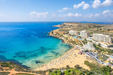 Landscape with Golden bay beach, Malta clipart