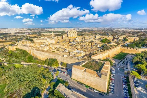 Panoramisch Uitzicht Met Oude Vestingstad Mdina Malta — Stockfoto