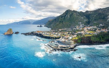 Landscape with Porto Moniz village at Madeira island, Portugal