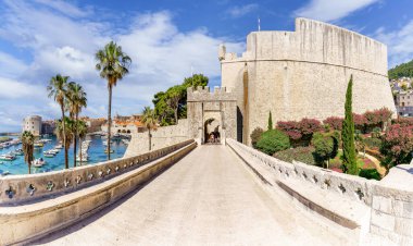 Landscape with harbour and old town of Dubrovnik, Croatia