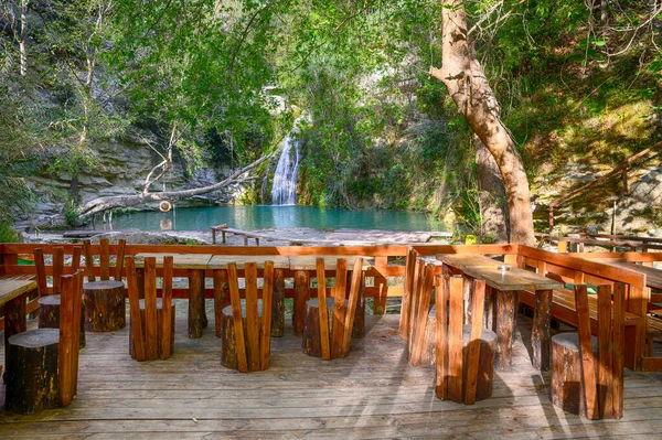 Krajobraz Wodospadami Kąpieliskach Adonis Pafos Cypr — Zdjęcie stockowe