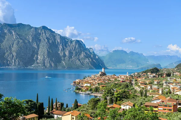 Paisagem Com Cidade Malcesine Garda Lake Itália — Fotografia de Stock