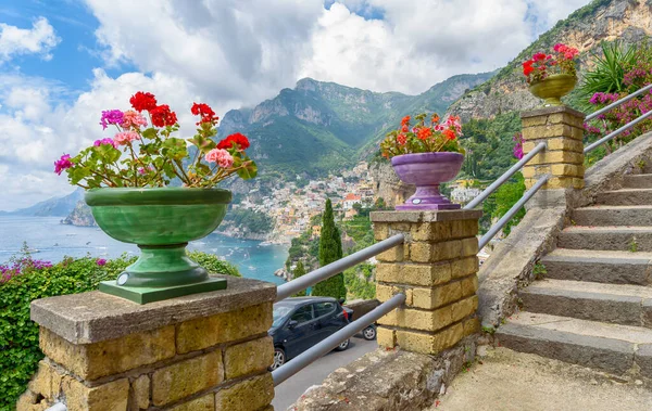 Landskap Med Positano Stad Vid Berömda Amalfikusten Italien — Stockfoto