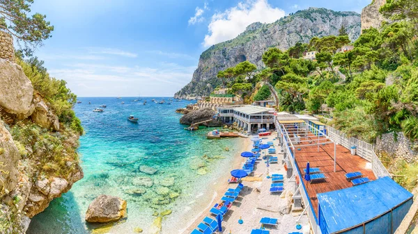 Paisagem Com Praia Torre Saracena Ilha Capri Itália — Fotografia de Stock