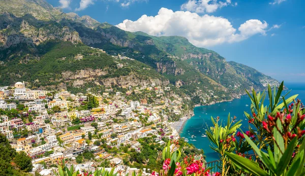 Landschap Met Positano Stad Aan Beroemde Amalfi Kust Italië — Stockfoto