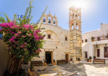 Ano Mera köyündeki Panagia Tourliani Manastırı, Mykonos adaları, Yunanistan Kiklad Adaları