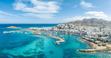 Naxos Chora kasabasının Panorama 'sı, Naxos Adası, Yunanistan Cyclades