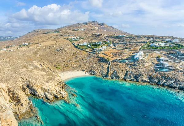 Paisaje Con Playa Tsagari Isla Mykonos Grecia Cícladas — Foto de Stock