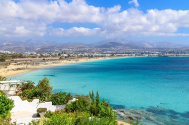 Agios Prokopios plajlı manzara, Naxos adası, Yunanistan Cyclades