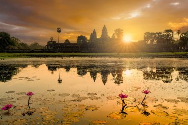 Angkor Wat Tapınağı ile Angkor Thom 'da manzara, Siem Reap, Kamboçya