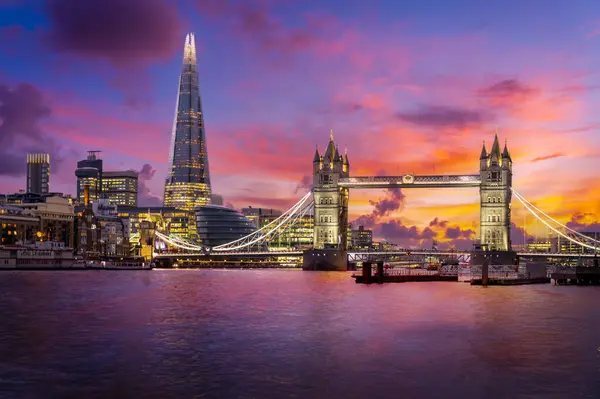 Discover Breathtaking London Skyline Featuring Shard Tower Bridge River Thames Stock Snímky