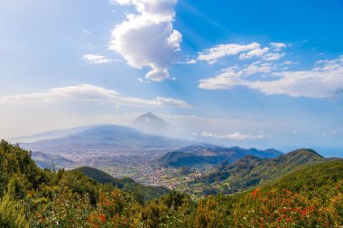 Mirador De Jardina 'nın panoramik manzarası, Kuzey Tenerife, Kanarya Adaları, İspanya.