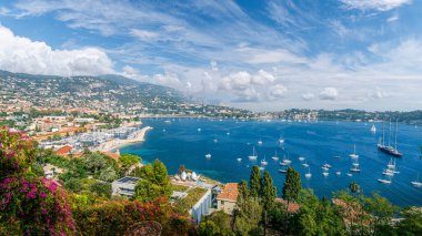 Fransız Rivierası sahil ile ortaçağdan kalma şehir VILLEFRANCHE sur Mer, güzel bölge, Fransa