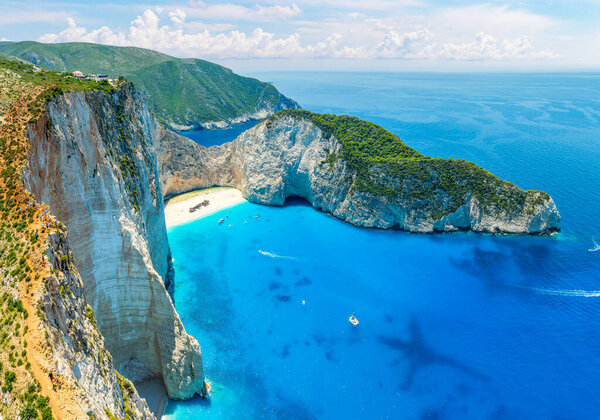 Landscape with Navagio beach, Zakynthos islands, Greece
