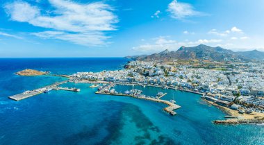 Naxos Chora, Cyclades takımadalarının hava görüntüsü, Yunanistan