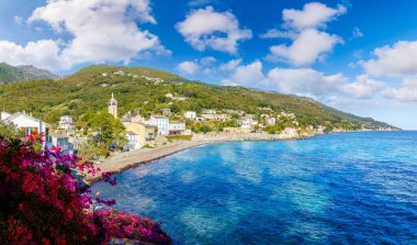 Brando village and Lavasina beach in Corsica island, French clipart