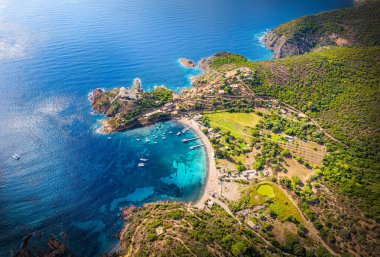 Scandola 'daki Girolata Körfezi' nin manzarası doğal rezerv, Korsika Adası, Fransa