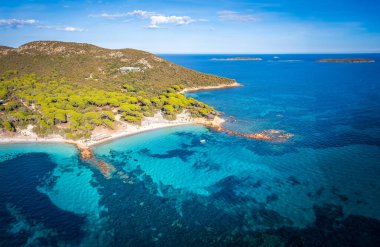 Aerial view with Palombaggia beach in Corsica island, France clipart