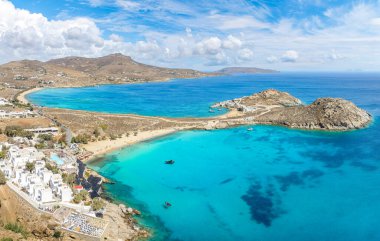 Agia Anna plajı, Mykonos adası, Yunanistan Kiklad manzarası