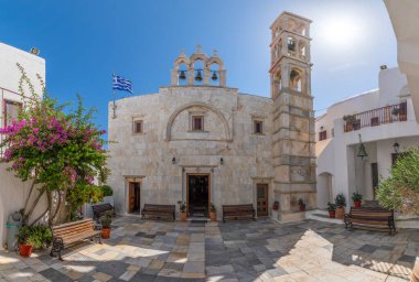 Ano Mera köyündeki Panagia Tourliani Manastırı, Mykonos adaları, Yunanistan Kiklad Adaları