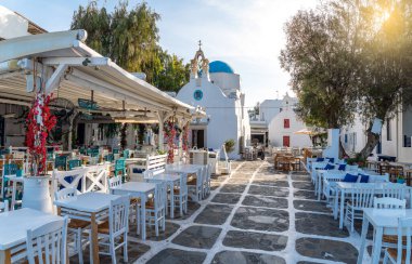 Mykonos Eski Chora Kasabası, Yunanistan 'daki Mykonos adası Cyclades