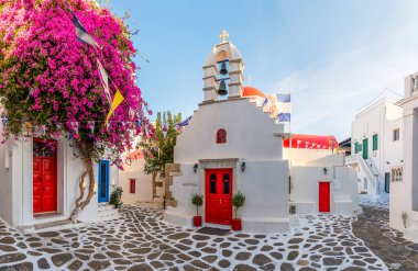 Agia Kyriaki Kilisesi, Mykonos Kasabası Chora, Yunan adası.