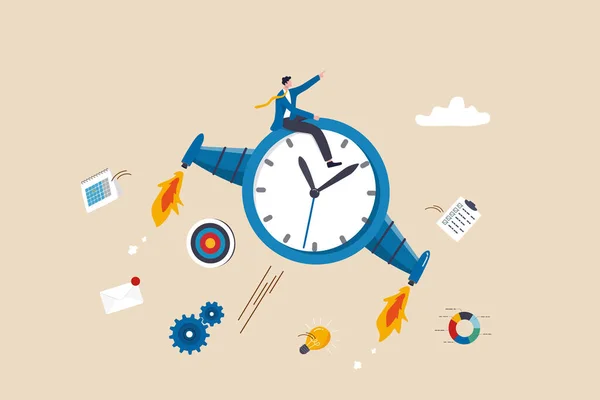 Improve Productivity Efficiency Time Management Finish Deadline Performance Improvement Success — Stock Vector