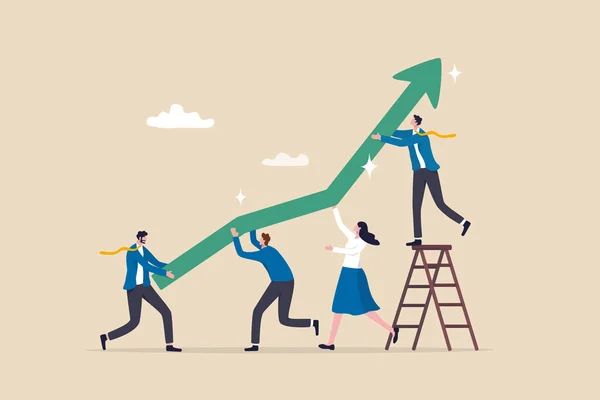 Team Growth Teamwork Help Improve Working Achieve Success Work Together — Stock Vector
