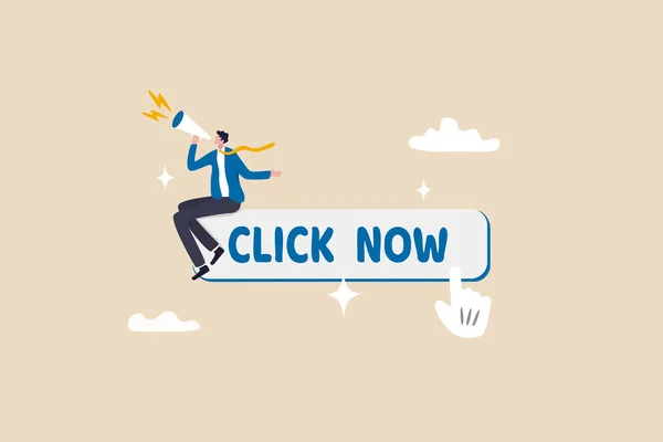 Call Action Online Advertising Attention Message Motivation User Click Ads — Vetor de Stock