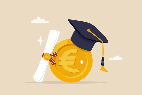 Custo Educação Matrícula Bolsa Estudo Dinheiro Para Universidade Graduação Despesas — Vetor de Stock
