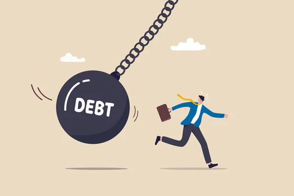 Adósságprobléma Kötelezettség Vagy Pénzügyi Hitelválság Kötelezettség Vagy Hitelkiesés Nincs Pénz — Stock Vector