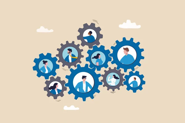 Team Organisatie Kantoorrol Functie Vaardigheden Bedrijf Teamwork Samenwerking Voor Succes — Stockvector