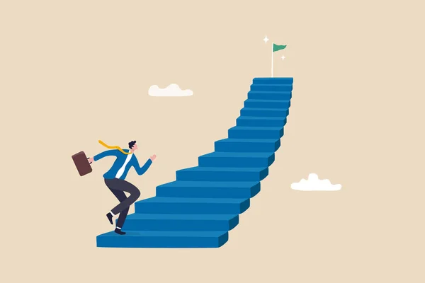 Σκάλα Για Την Επιτυχία Σταδιοδρομία Βήμα Για Την Επίτευξη Του — Διανυσματικό Αρχείο