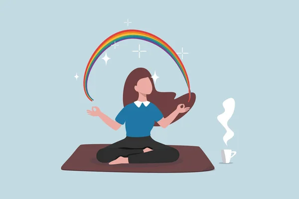 Mindfulness Meditación Para Bienestar Mental Estilo Vida Espiritual Pacífico Enfoque — Vector de stock