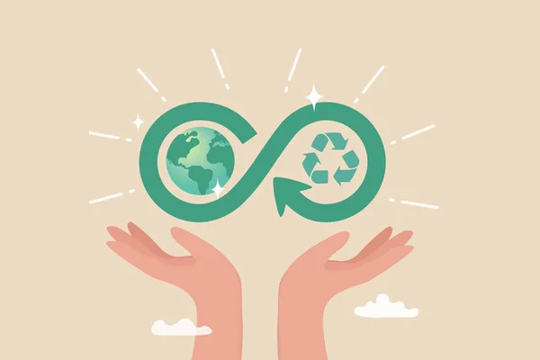 Κυκλική Οικονομία Βιωσιμότητα Οικολογία Επαναχρησιμοποιήσιμους Πόρους Ενεργειακά Φιλικά Προς Περιβάλλον — Διανυσματικό Αρχείο