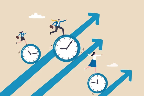 Time Management Úsilí Nebo Zvýšení Efektivity Produktivita Dokončit Projekt Týmová — Stockový vektor