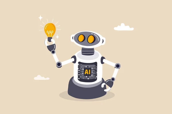 Tecnologia Intelligenza Artificiale Pensare Consigliare Nuove Idee Chatbot Apprendimento Automatico — Vettoriale Stock