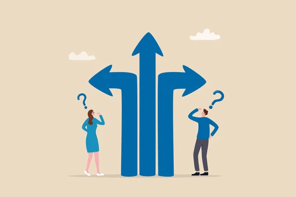 Direction Choice Crossroad Decision Career Path Choosing Path Way Challenge — Stock Vector