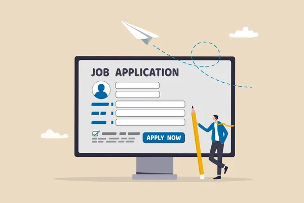Pedido Emprego Line Formulário Apresentação Carreira Emprego Recrutamento Candidatos Busca —  Vetores de Stock