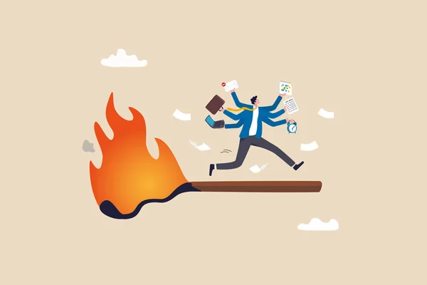 Produtividade Tóxica Pânico Empregado Burnout Sobrecarregado Para Terminar Trabalho Dentro Ilustrações De Stock Royalty-Free