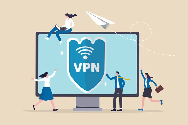 Vpn Virtuális Privát Hálózat Biztonsági Védelem Internet Hozzáférés Technológia Vagy Vektor Grafikák