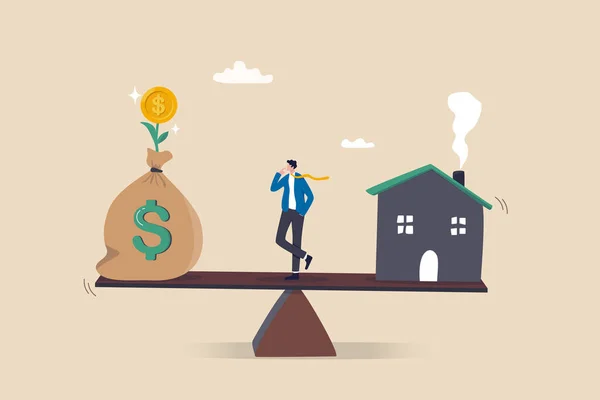 Decisão Entre Pagar Hipoteca Investir Mercado Ações Mais Benefício Lucro Ilustração De Stock