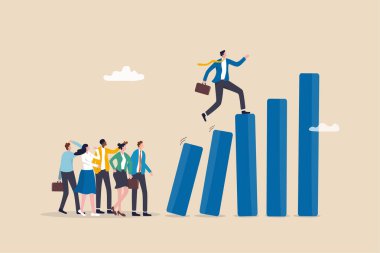 Zorluk ve başarının, cesaretin ya da meydan okumanın üstesinden gelmek için ticari rekabet, kararlılık ya da girişimcilik girişiminde bulunan işadamı, büyüme grafiğine tırmanma girişiminde bulundu.